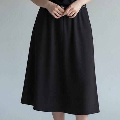 Haberdasbery Black A Line 8 Womens Midi Skirt Elastic Waist Pockets Career